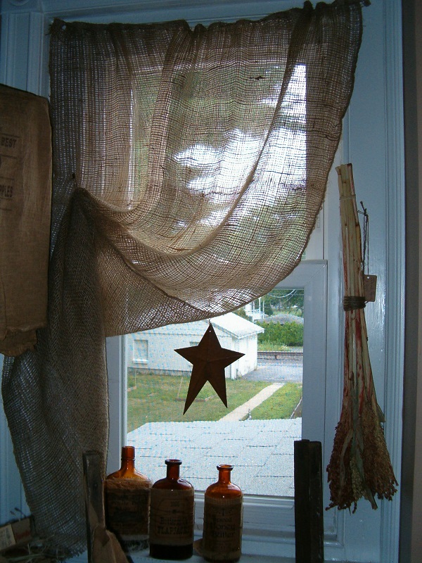 no sew small window burlap curtains