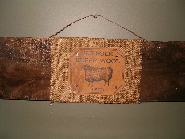 Suffolk Sheep Wool barnwood sign