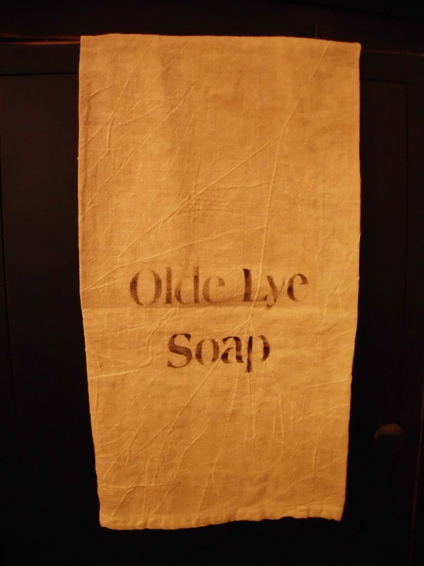 olde lye soap towel