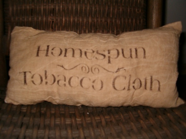 homespun tobacco cloth pillow