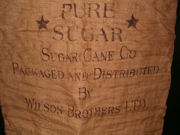 large pure sugar burlap sack