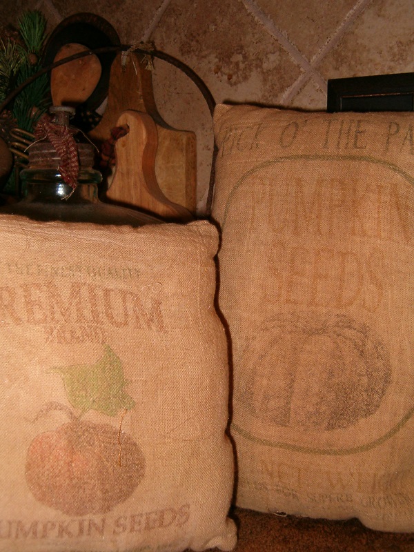 prim pumpkin pillows