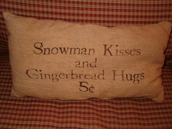 snowman kisses pillow