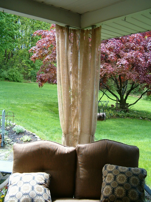 burlap patio panels