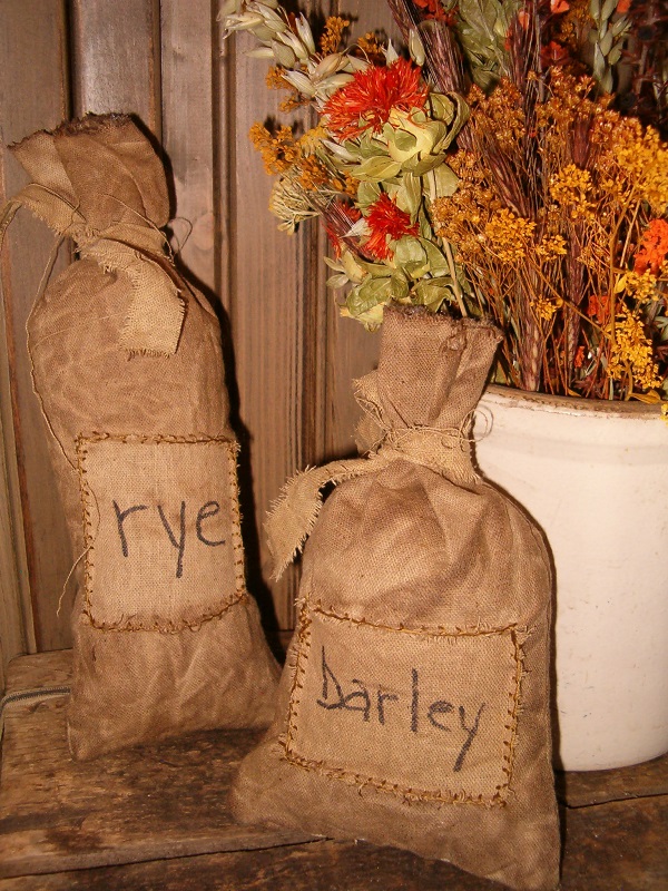 patched barley or rye bags