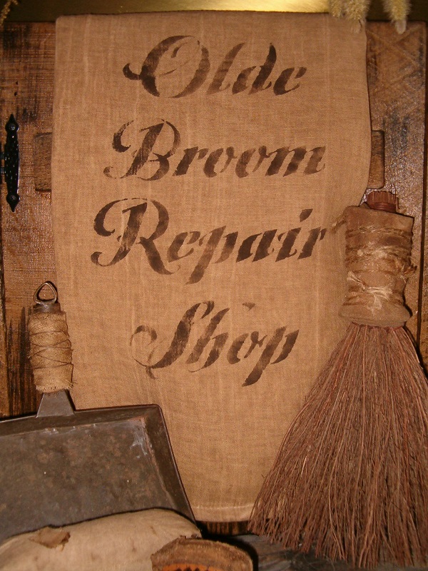olde broom repair shoppe towel