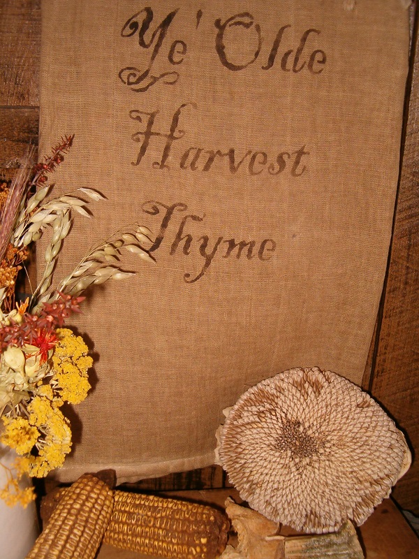 ye olde harvest thyme towel