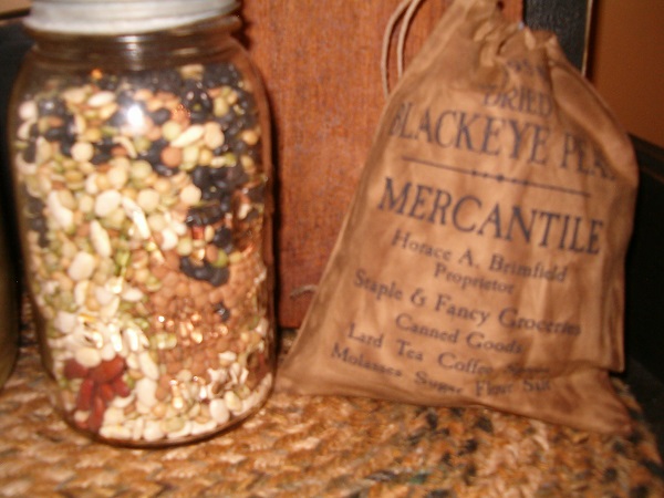 Mercantile dried black eyed peas ditty bag