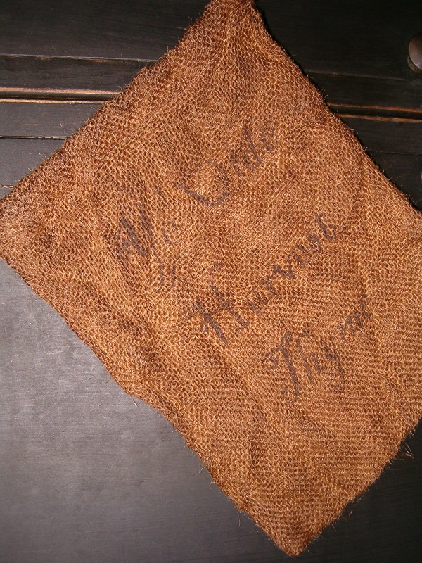 small ye olde harvest thyme burlap sack