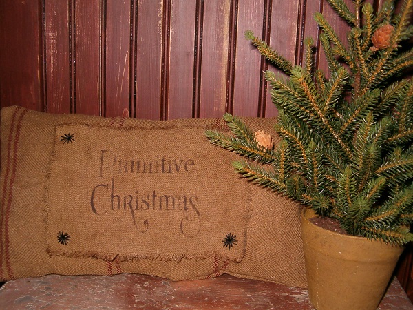 primitive Christmas heirloom pillow