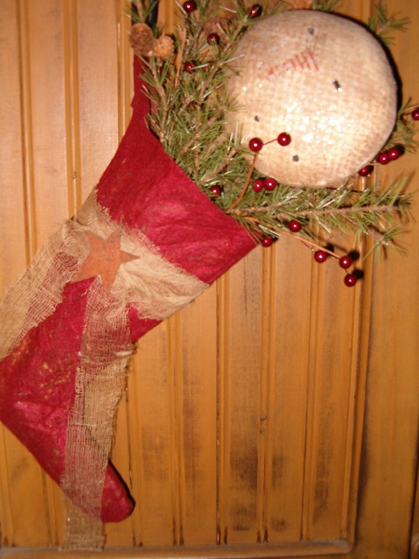 red wool snowhead stocking