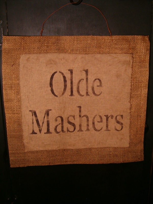 Olde Mashers burlap hanger