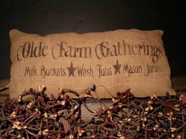 olde farm gatherings pillow