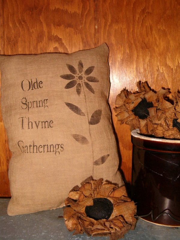 Olde Spring Thyme Gatherings pillow or towel