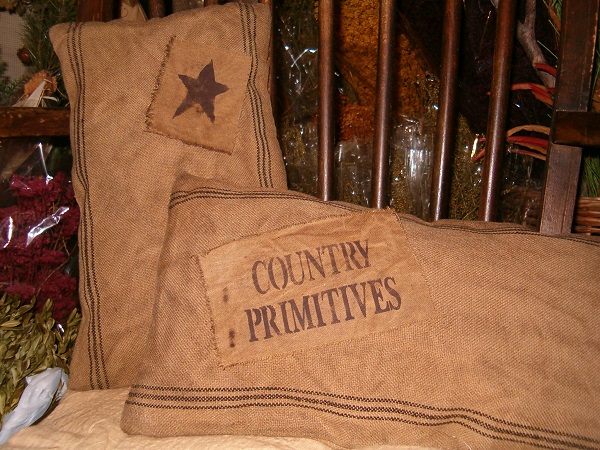 rectangular country primitives or star heirloom pillow