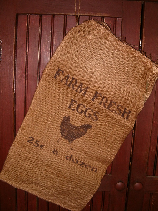 medium Farm Fresh Eggs burlap sack