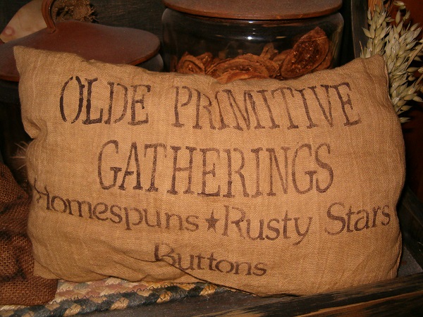 olde primitive gatherings pillow