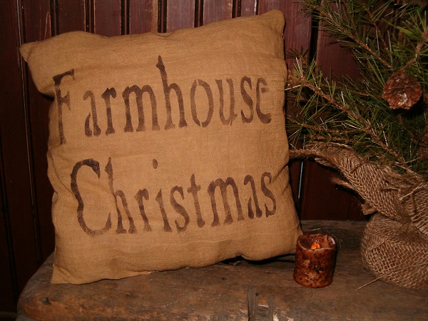 Farmhouse Christmas pillow or towel