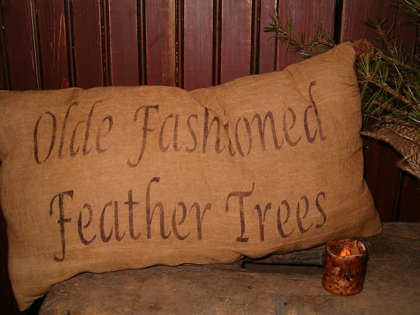 olde fashioned feather trees pillow