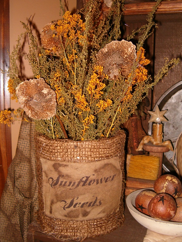 sunflower seeds burlap dried floral can