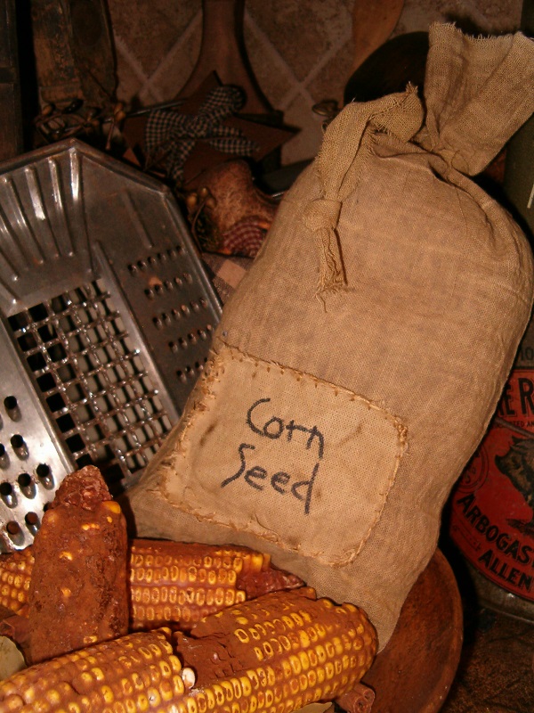 corn seed patched sack