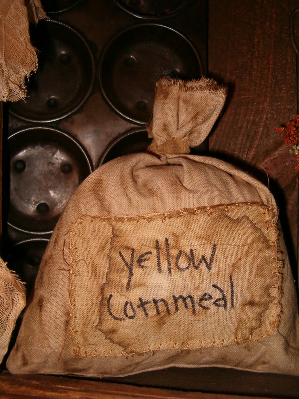 yellow cornmeal patched sack