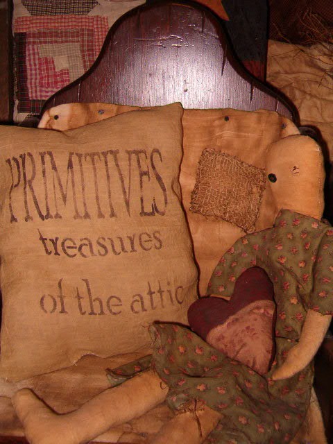 primitives treasures of the attic pillow