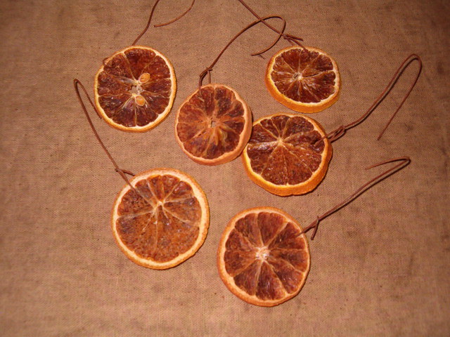 set of six orange slice ornies