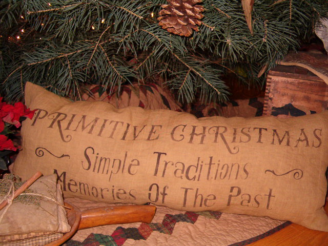 primitive Christmas large floursack pillow