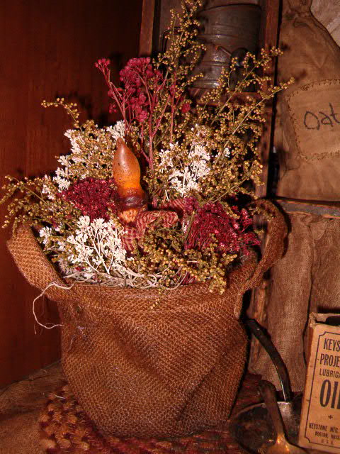 battery candle burlap sack