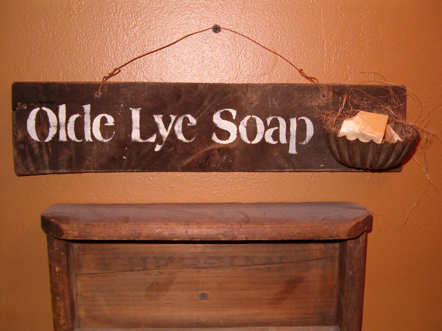 Olde lye soap sign with dish