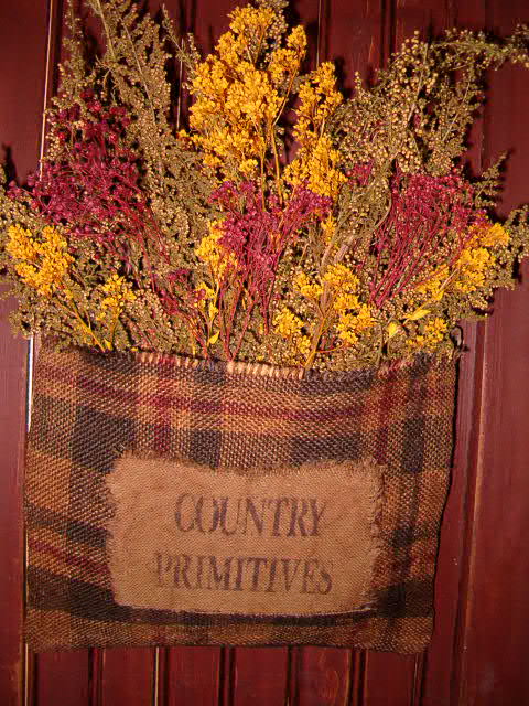country prims black and red burlap floral hanger