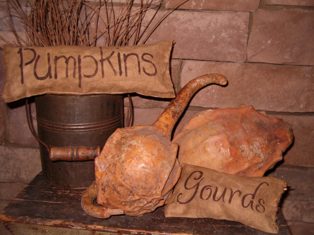 pumpkins and gourds straw stuffed pillow set