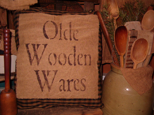 olde wooden wares homespun pillow