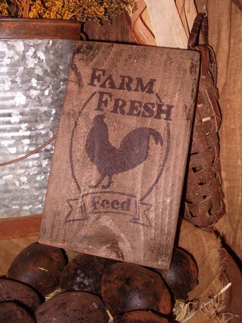 small Farm Fresh Feed rooster sign