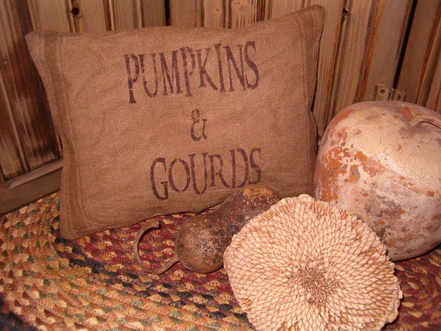 pumpkins and gourds feedsack pillow