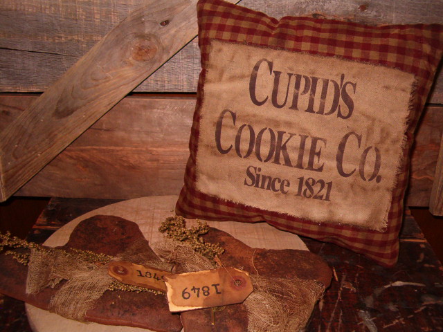 Cupid's cookie co homespun pillow
