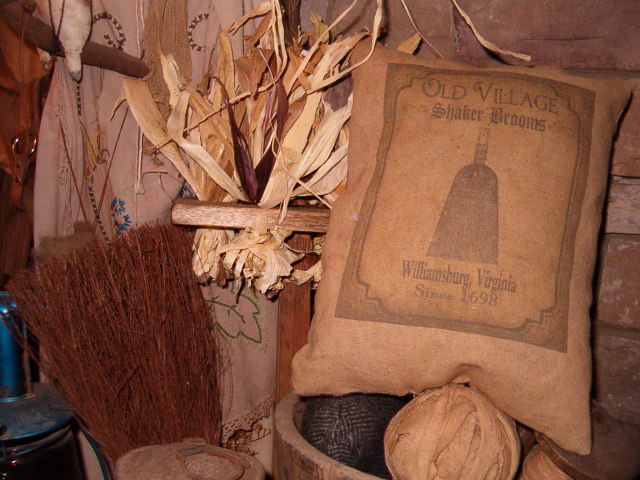 Old Village shaker brooms pillow