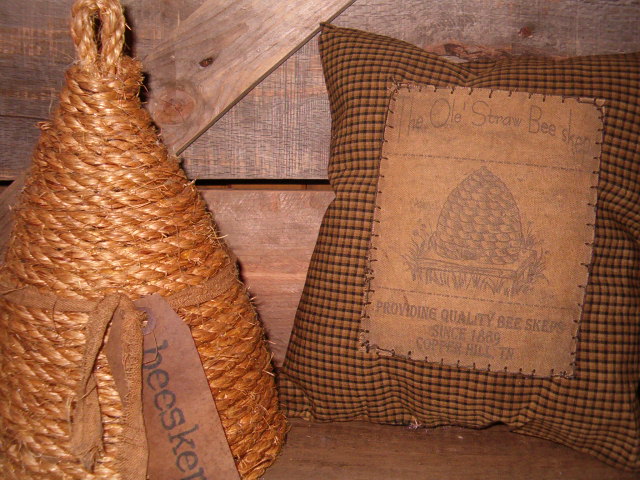 The Ole' Straw Bee Skep pillow