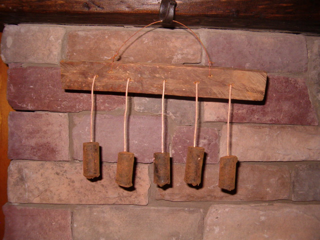 Lath mantel candle hangers