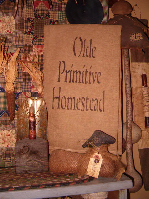 Olde primitive homestead towel or pillow