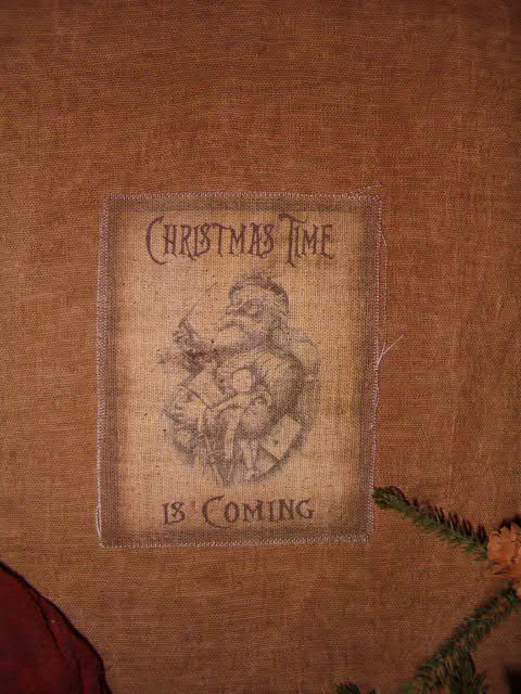 Christmas Time Is Coming label towel or pillow
