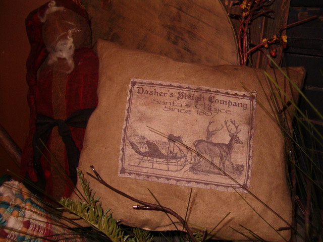 Dasher's Sleigh Co label towel or pillow