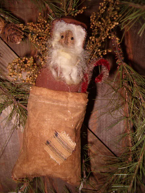 Santa or Gingerbread sack ornies