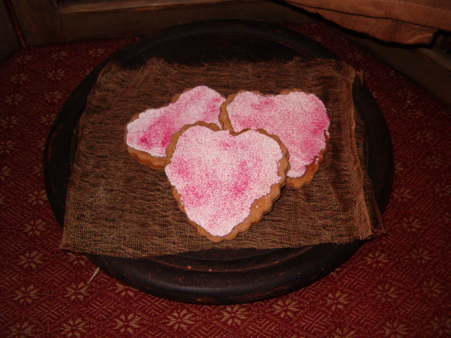 set of 3 frosted heart cookies