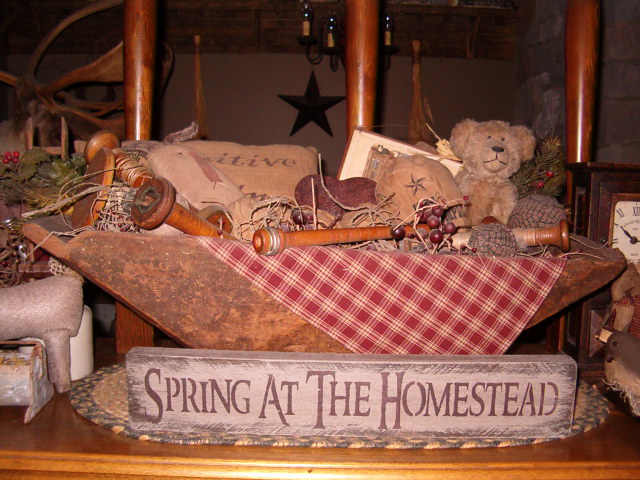 Spring at the Homestead sign or shelf sitter