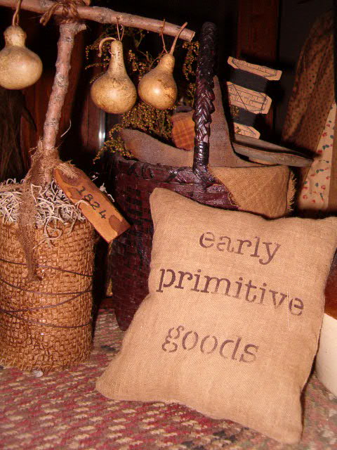 Primitive dry goods pillow tuck set