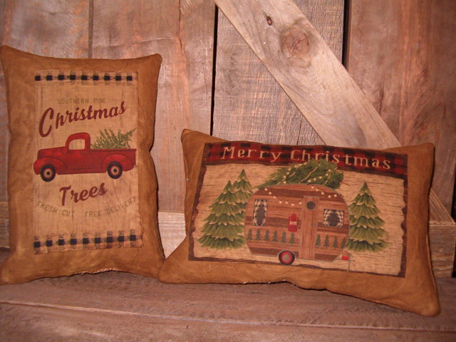 colored patch Christmas pillows
