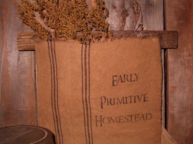 Early Primitive Homestead hanging grain sack