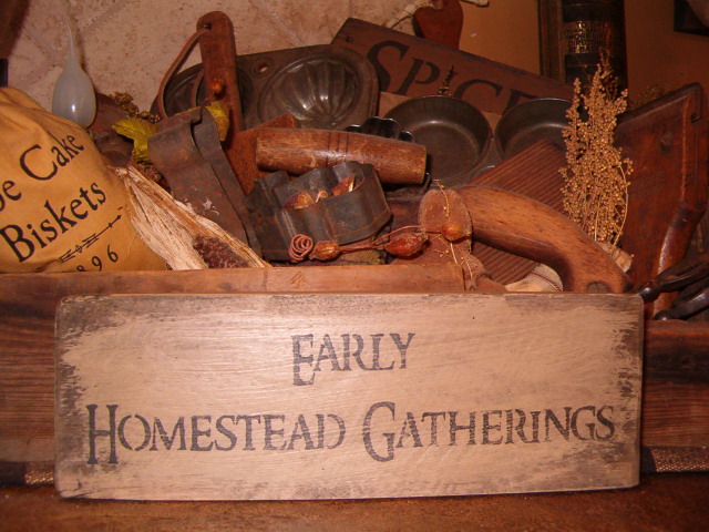 Early homestead gatherings shelf sitter